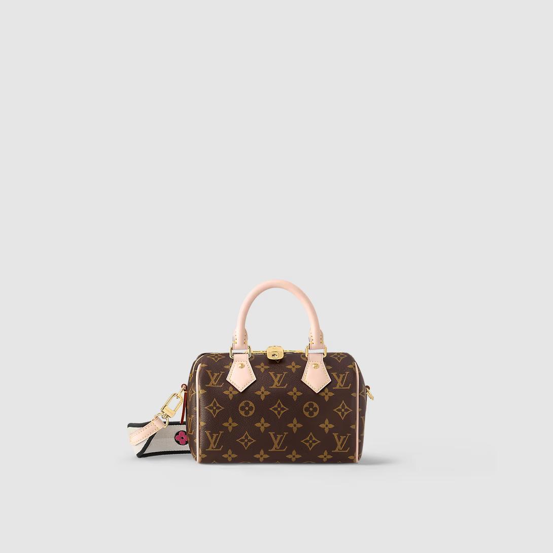 Túi Louis Vuitton Speedy Bandouliere 20 Monogram Nữ Đen Nâu